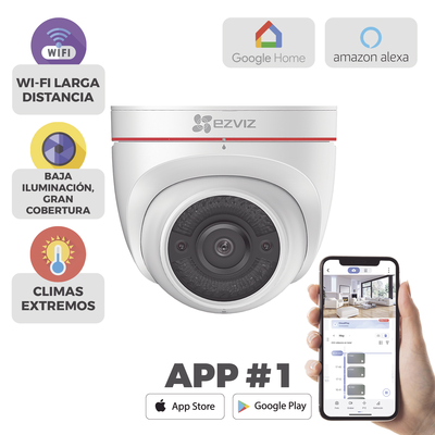 Domo IP 2 Megapíxel / Wi-Fi / Sirena y Estrobo /Audio de Dos Vías / Notificación Push / Audios Personalizables / Ranura Para Memoria / Uso en Exterior