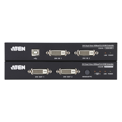 Extensor KVM| HDBaseT extiende las señales de video, audio USB y RS-232 a través de un solo cable Cat6/6a | 2.0 DVI | Dual Display | USB (1929x 1200 a 100m)