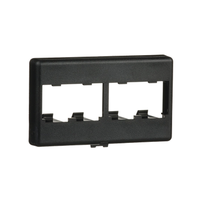 Placa de Mobiliario Modular Estándar, Salidas Para 4 Puertos Mini-Com, Color Negro