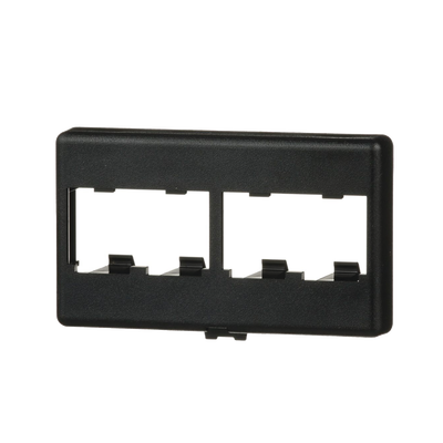 Placa de Mobiliario Modular Estándar, Salidas Para 4 Puertos Mini-Com, Color Negro