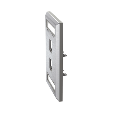 Placa de Pared Vertical, de Acero Inoxidable, Salida Para 2 Puertos Mini-Com, Con Espacios Para Etiquetas