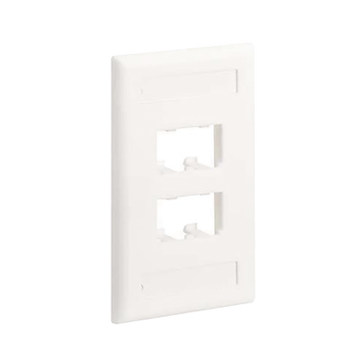 Placa de Pared Vertical Clásica, Salida Para 4 Puertos Mini-Com, Con Espacios Para Etiquetas, Color Blanco Mate