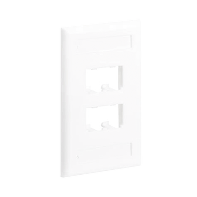 Placa de Pared Vertical Clásica, Salida Para 4 Puertos Mini-Com, Con Espacios Para Etiquetas, Color Blanco