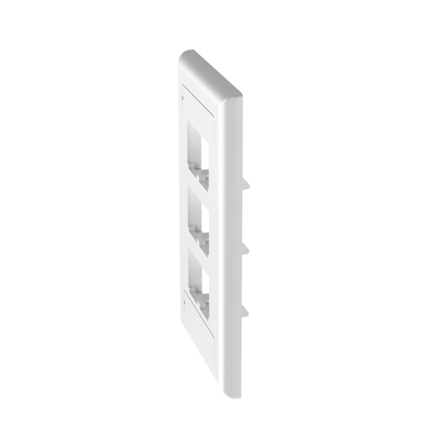 Placa de Pared Vertical Clásica, Salida Para 6 Puertos Mini-Com, Con Espacios Para Etiquetas, Color Blanco