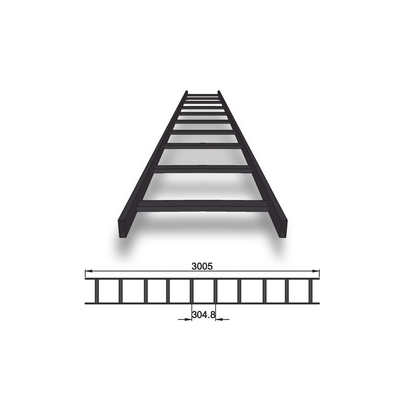 Escalera tubular, tramo recto epoxica de 1.5" de Peralte  x 12" de Ancho, tramo de 3 m, ideal para Centros de Datos