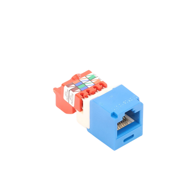 Conector Jack RJ45 Estilo T, Mini-Com, Categoría 5e, de 8 posiciones y 8 cables, Color Azul