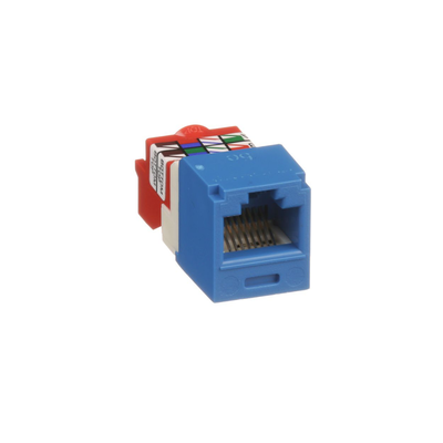 Conector Jack RJ45 Estilo T, Mini-Com, Categoría 5e, de 8 posiciones y 8 cables, Color Azul