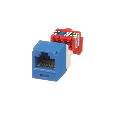 Conector Jack RJ45 Estilo T, Mini-Com, Categoría 5e, de 8 posiciones y 8 cables, Color Azul