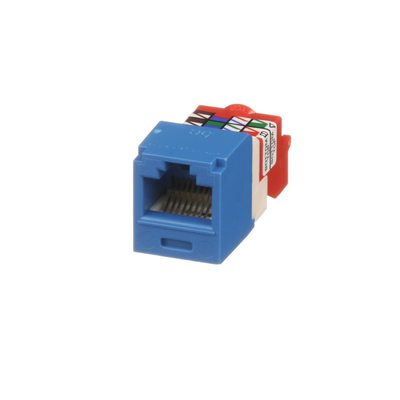 Conector Jack RJ45 Estilo T, Mini-Com, Categoría 5e, de 8 posiciones y 8 cables, Color Azul