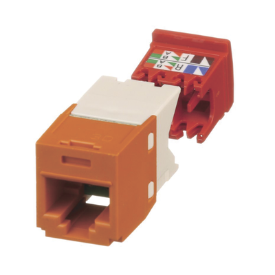 Conector Jack RJ45 Estilo TG, Mini-Com, Categoría 5e, de 8 posiciones y 8 cables, Color Naranja