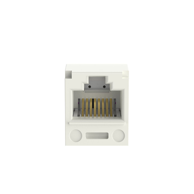 Conector Jack RJ45 Estilo T, Mini-Com, Categoría 5e, de 8 posiciones y 8 cables, Color Blanco Mate