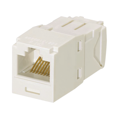 Conector Jack RJ45 Estilo TG, Mini-Com, Categoría 6, de 8 posiciones y 8 cables, Color Blanco Mate