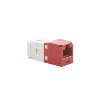 Conector Jack RJ45 Estilo TG, Mini-Com, Categoría 6, de 8 posiciones y 8 cables, Color Rojo