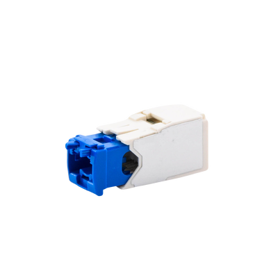 Conector Jack RJ45 Estilo TG, Mini-Com, Categoría 6A, de 8 posiciones y 8 cables, Color Blanco Mate