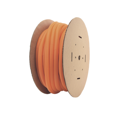 Tubo Corrugado Abierto para Protección de Cables, 1in (25.4 mm) de Diámetro, 30.5 m de Largo, Color Naranja