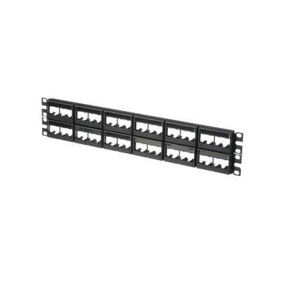 Panel de Parcheo Modular Mini-Com (Sin Conectores), Plano, Sin Blindaje, Con Etiqueta y Cubierta, de 48 puertos, 2UR