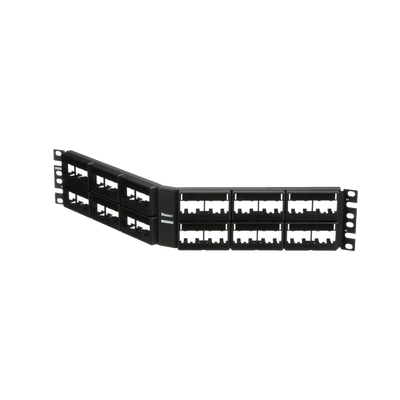 Panel de Parcheo Modular Mini-Com (Sin Conectores), Angulado, Sin Blindaje, Con Etiqueta y Cubierta, de 48 puertos, 2UR