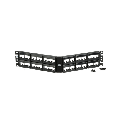 Panel de Parcheo Modular Mini-Com (Sin Conectores), Angulado, Sin Blindaje, Con Etiqueta y Cubierta, de 48 puertos, 2UR