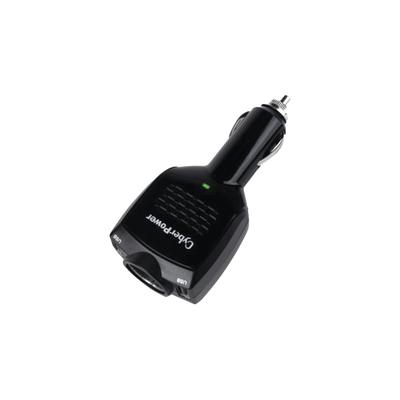 Cargador USB Portátil Vehicular, Para Viaje, Con 2 puertos USB 2.1 Amp y 1 Salida 12 Vcc de Encendedor