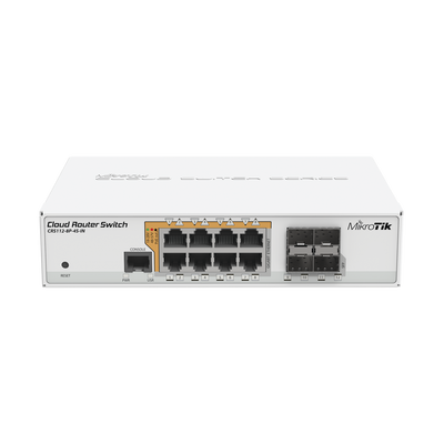 Cloud Router Switch Administrable L3, 8 puertos 10/100/1000 Mbps c/PoE Pasivo ó 802.3af/at, 4 Puertos SFP