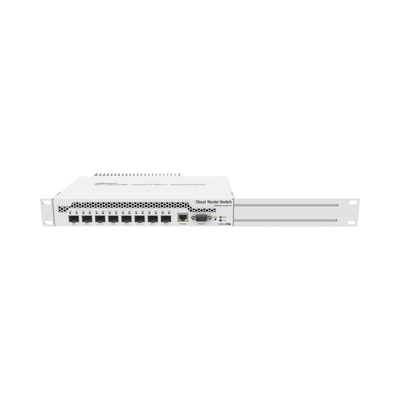 (CRS309-1G-8S+IN) Switch administrable Sistema Operativo Dual, puerto 1G Rj45, 8 puertos 10G SFP+ para Escritorio