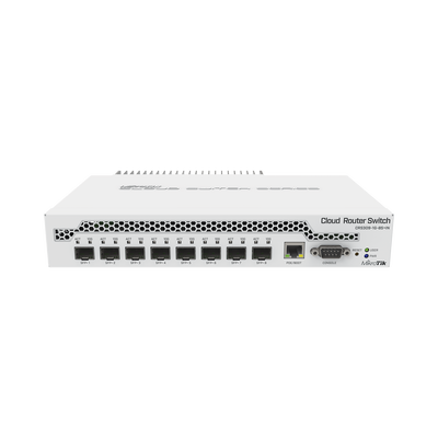 (CRS309-1G-8S+IN) Switch administrable Sistema Operativo Dual, puerto 1G Rj45, 8 puertos 10G SFP+ para Escritorio