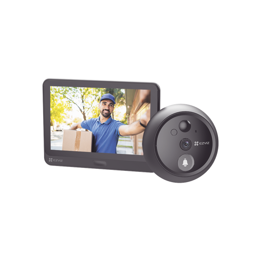 Videoportero Con Mirilla y Pantalla Wi-Fi de Batería Recargable / Para Instalarse en Puerta / Cámara 1080P / Audio de Dos Vías / Uso en Interior