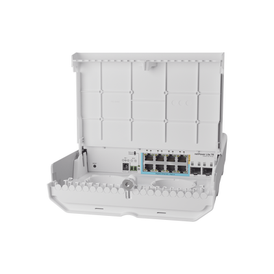 (CSS610-1Gi-7R-2S+OUT) netPower Lite 7R Switch Smart 7 puertos PoE Inverso Gigabit, 2 SFP+ 10G, para exterior