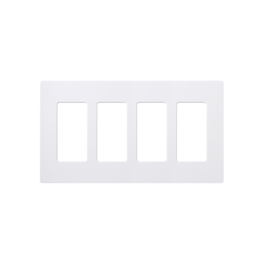 Placa de pared 4 espacios, color blanco, para atenuador (dimmer), switch ó control remoto PICO inalámbrico