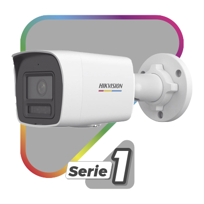 [Dual Light + ColorVu] Bala IP 2 Megapixel / Lente 2.8 mm / 30 mts IR + 30 mts Luz Blanca / Micrófono Integrado / ACUSENSE Lite / Exterior IP67 / WDR 120 dB / PoE / Micro SD / ONVIF