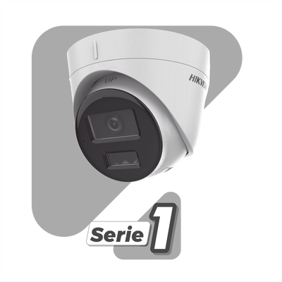 [Dual Light] Turret IP 2 Megapixel / Lente 2.8 mm / 30 mts IR + 30 mts Luz Blanca / Micrófono Integrado / ACUSENSE Lite / Exterior IP67 / H.265 / PoE / ONVIF