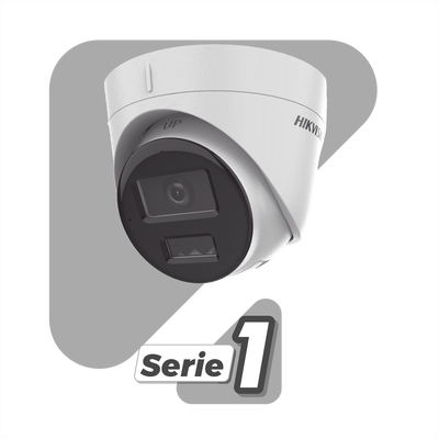 [Dual Light] Turret IP 2 Megapixel / Lente 2.8 mm / 30 mts IR + 30 mts Luz Blanca / Micrófono Integrado / ACUSENSE Lite / Exterior IP67 / H.265 / PoE / ONVIF / Micro SD