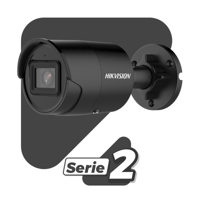 Bala IP 4 Megapixel / Color Negro / Lente 2.8 mm / 40 mts IR EXIR / Exterior IP67 / WDR 120 dB / PoE / Micrófono Integrado / Videoanaliticos (Filtro de Falsas Alarmas) / Metal / microSD / ACUSEARCH