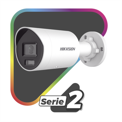 [Dual Light + ColorVu] Bala IP 8 Megapixel (4K) / Lente 2.8 mm / 40 mts IR + 40 mts Luz Blanca /  Microfono Integrado / Exterior IP67 /   WDR 130 dB / ACUSENSE (Filtro de Falsas Alarmas) / Captura Facial / PoE / Metal / ACUSEARCH