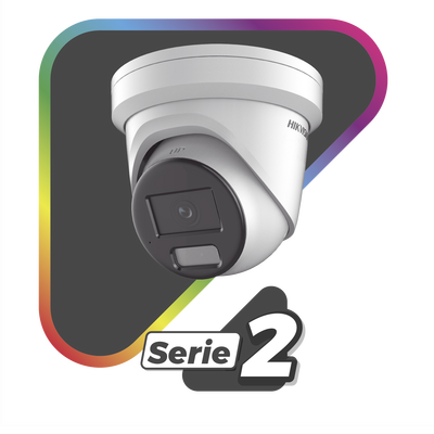 [Dual Light + ColorVu] Turret IP 4 Megapixel / Lente 2.8 mm / 40 mts IR + 40 mts Luz Blanca /  Microfono Integrado  / Exterior IP67 /   WDR 130 dB / Videoanaliticos (Filtro de Falsas Alarmas) / Captura Facial / ACUSEARCH