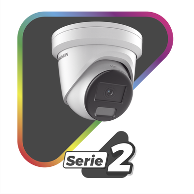 [Dual Light + ColorVu] Turret IP 8 Megapixel / Lente 2.8 mm / 40 mts IR + 40 mts Luz Blanca /  Microfono Integrado / Exterior IP67 /   WDR 130 dB / Videoanaliticos (Filtro de Falsas Alarmas) / Captura Facial / ACUSEARCH