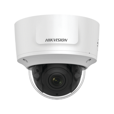 Domo IP 4 Megapixel / Lente Mot. 2.7 a 13.5 mm / 40 mts IR EXIR / Exterior IP66 / IK10 / WDR 120 dB / PoE / Audio y Alarmas / Videoanaliticos Integrados / MicroSD