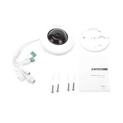 Mini Fisheye IP 5 Megapixel / Serie PRO + / Panorámica 180° - 360° / 8 mts IR / Uso en Interior / PoE / Múltiples Vistas por iVMS-4200 / Entrada y Salida Audio y Alarma