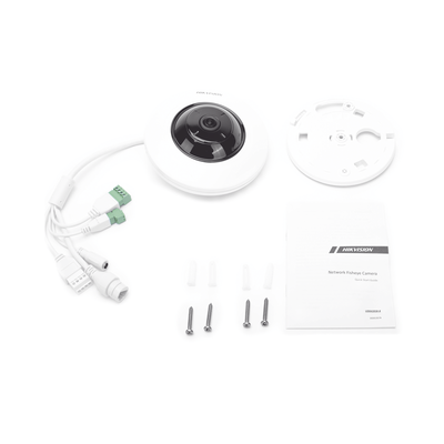 Mini Fisheye IP 5 Megapixel / Panorámica 180° - 360° / Microfono Integrado / 8 mts IR / Uso en Interior / PoE / Múltiples Vistas por iVMS-4200 / Alarmas I/O / Micro SD