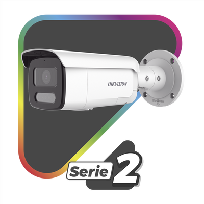 [Dual Light + ColorVu] Bala IP 4 Megapixel / Lente 4 mm / 60 mts IR + 60 mts Luz Blanca / Exterior IP67 / Luz Intermitente y Alerta de Audio / Videoanaliticos (Filtro de Falsas Alarmas) / PoE / WDR 130 dB / Captura Facial  /  ACUSEARCH