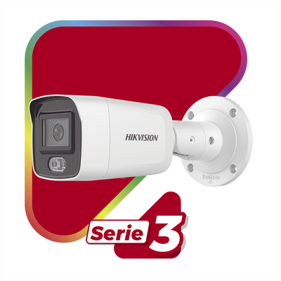 Bala IP 4 Megapixel / Imagen a Color 24/7 (ColorVu) / Lente 2.8 mm / Luz Blanca 40 mts / Exterior IP67 / WDR 130 dB / Audio y Alarma I/O / Captura Facial / ONVIF / Micro SD