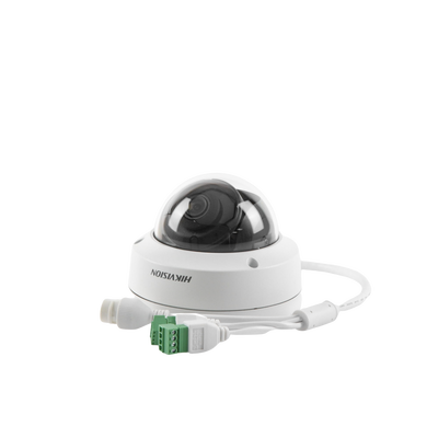 Domo IP 4 Megapixel / 40 mts IR EXIR / Lente 2.8 mm / WDR 120 dB/ Exterior IP67 / IK10 / Vídeoanaliticos Integrados / Entrada y Salida de Audio y Alarmas / PoE / Onvif / MicroSD