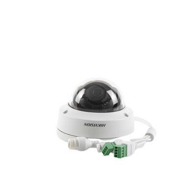 Domo IP 4 Megapixel / 40 mts IR EXIR / Lente 2.8 mm / WDR 120 dB/ Exterior IP67 / IK10 / Vídeoanaliticos Integrados / Entrada y Salida de Audio y Alarmas / PoE / Onvif / MicroSD