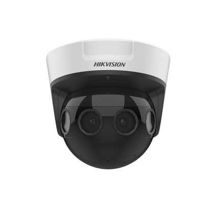 PanoVu Series / Vista Panorámica 180° / 16 Megapixel en Total / 4 Lentes 2.8 mm (4 Lentes 4 Megapixel) / 20 mts IR / Exterior IP67 / IK10 / 12 Vcc / PoE+ / Micro SD