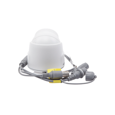 Ultra Mini Turret TURBO 2 Megapixel (1080p) / Gran Angular / Lente 2.8 mm / 20 mts IR EXIR / Exterior IP67 / 4 Tecnologías (TVI / AHD / CVBS) / dWDR / Color Blanco