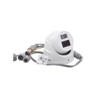 Ultra Mini Turret TURBO 2 Megapixel (1080p) / Gran Angular / Lente 2.8 mm / 20 mts IR EXIR / Exterior IP67 / 4 Tecnologías (TVI / AHD / CVBS) / dWDR / Color Blanco