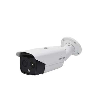 Bala IP Dual / Térmica 6.2 mm (160 x 120) / Óptico 8 mm (4 Megapixel) / DETECCIÓN DE PERSONAS 182 m / 40 mts IR / Exterior IP67 / PoE  / Termométrica / Detección de Fuego / Detección de T / Micro SD 32 GB Incluida