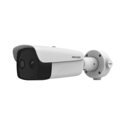 Bala IP Dual / Térmica 9.7 mm (384 X 288 ) / Óptico 4 mm (4 Megapixel) / 40 mts IR / IP66 / PoE / Termométrica / Detección de Temperatura / MicroSD