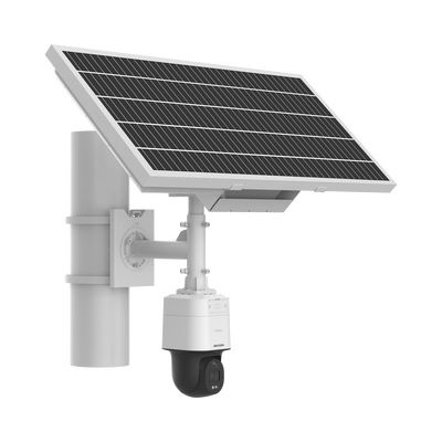 Kit Solar IP All in One / Cámara PT ColorVu 4 Megapixel / Lente 4 mm / Panel Solar / Batería de Respaldo de Litio 23.2Ah (Hasta 24 Días) / Conexión 4G / Accesorios de Instalación