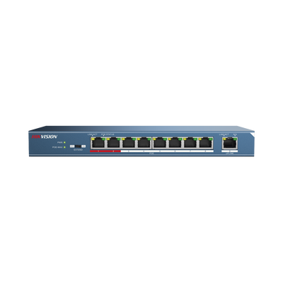 Switch PoE+ / No Administrable / 8 puertos 10/100 Mbps + 1 puerto 10/100 de Uplink / PoE hasta 250 metros / 110 W